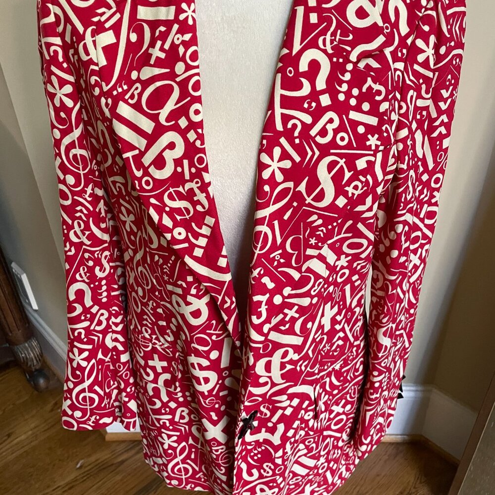 Vintage Cheap & Chic by Moschino Jacket Red & Cream Unique Fun Print MUST SEE!